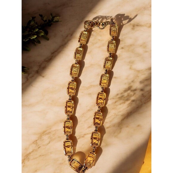 Bold Vintage Style Goldtone Link Necklace – 80s Power Glam | 8” Drop Statement - Picture 8 of 8